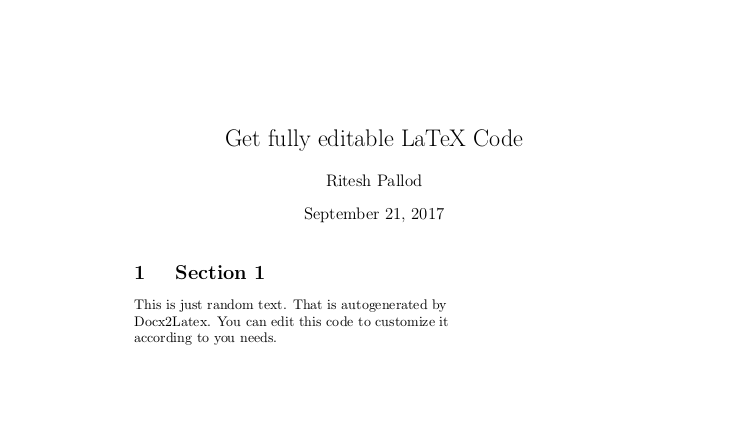 convert docx tex to Docx2Latex